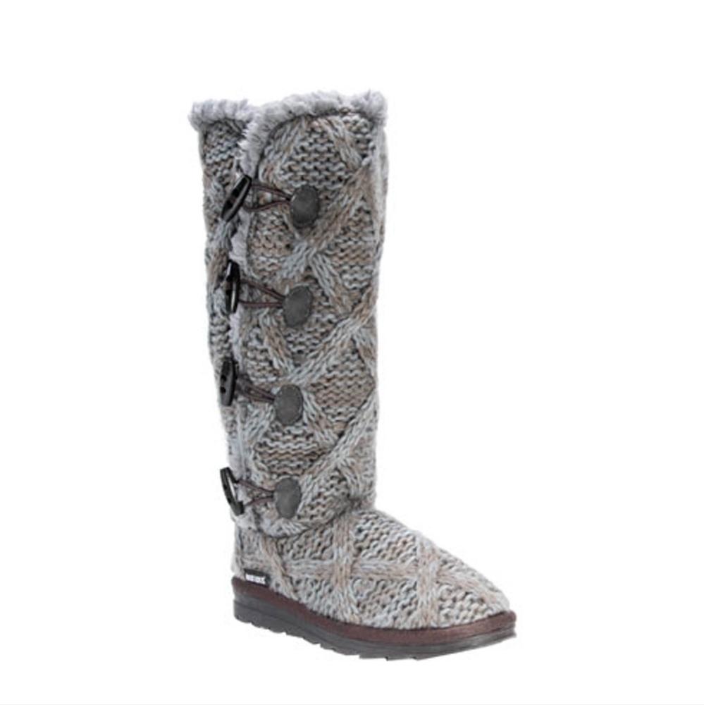 Muk Luks Felicity Knitted Tall Boots Grey Womens